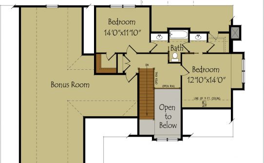 Carolina Farmhouse modern farmhouse plan upper level 2 bedrooms