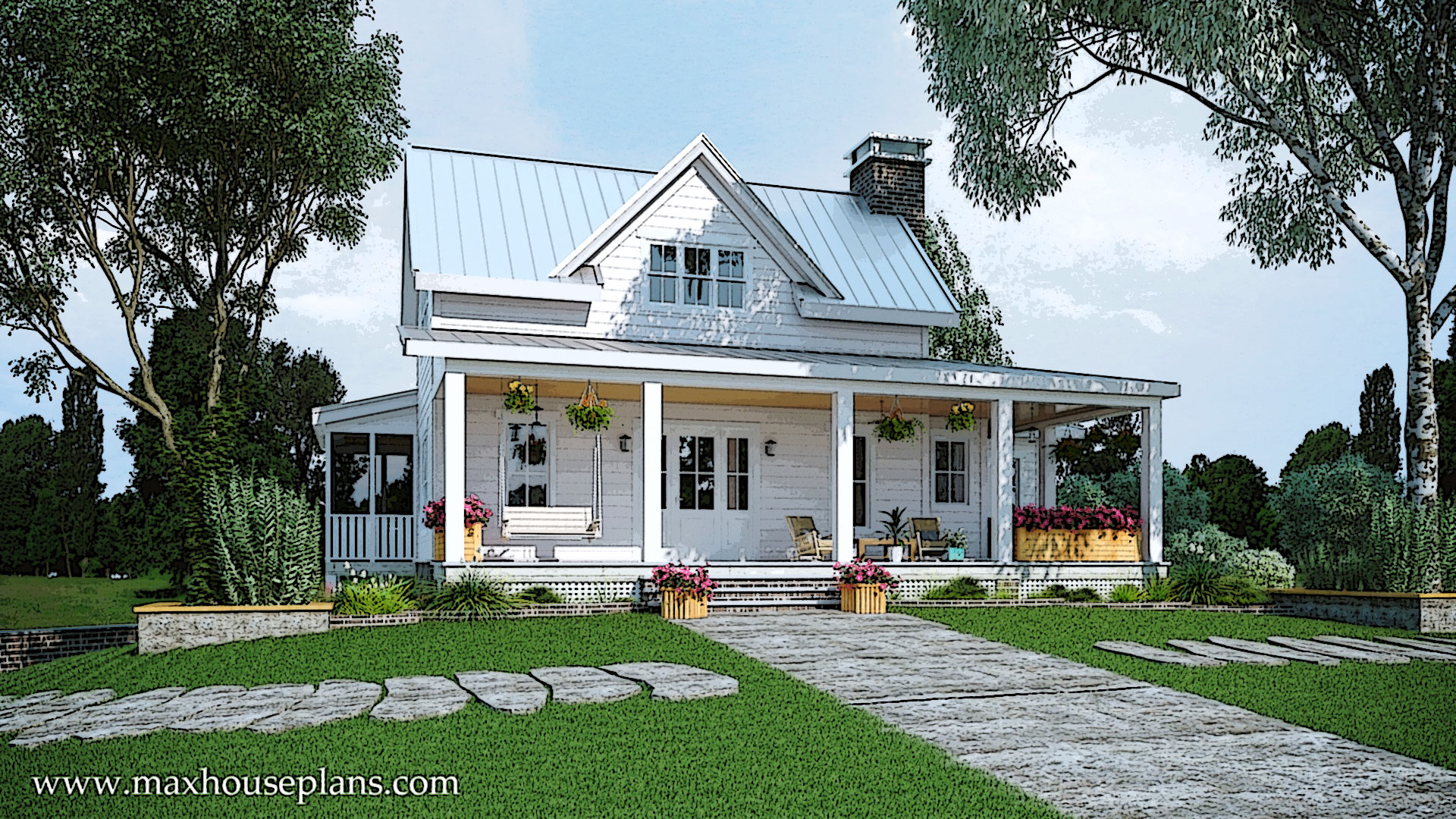  Modern  Farmhouse Floor Plan  with Wraparound Porch  Max 