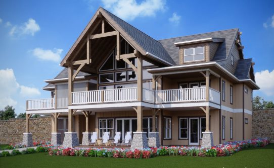 a house plan with rear craftsman porches