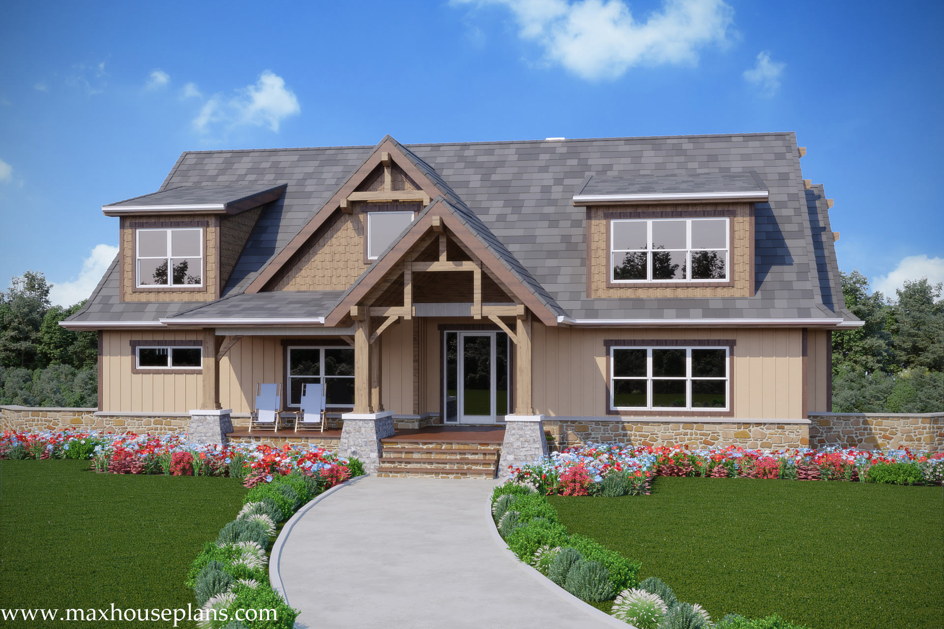 3 Story Rustic Open Living Lake  House  Plan  Max Fulbright 