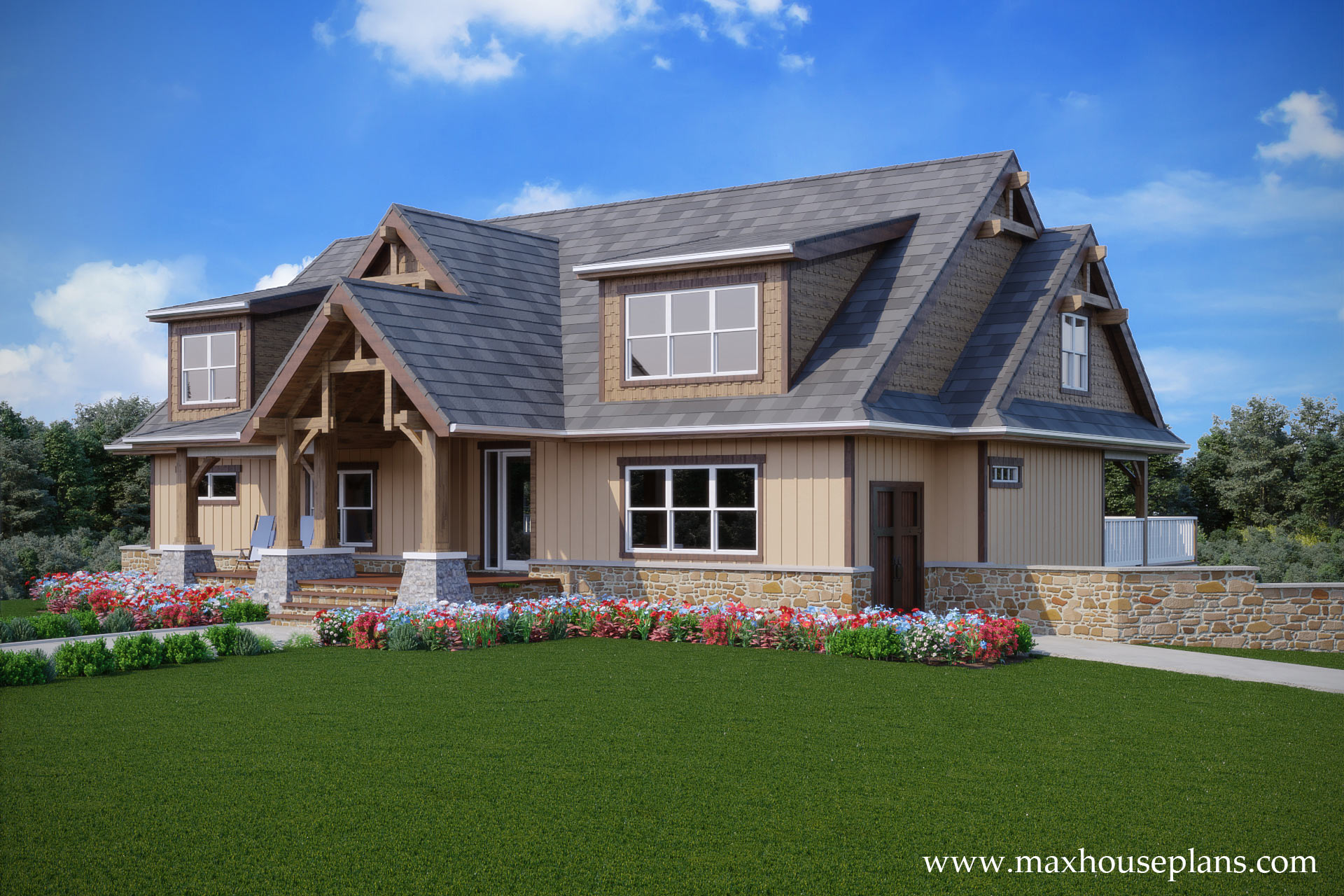 3 Story Rustic Open Living Lake  House  Plan  Max Fulbright 