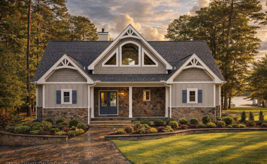 Adirondack House Plan elevation — 3 bed, 2 1/2 bath, 2,850 Sq. Ft. by Max Fulbright Designs