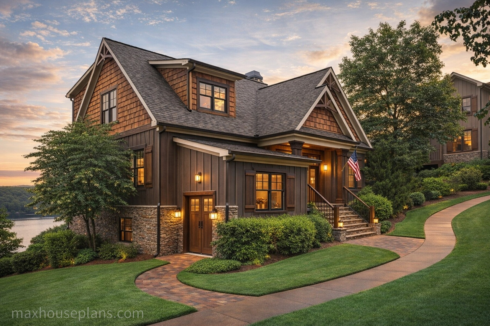 4 bedroom rustic house plan with porches 43