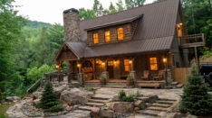 a frame cabin house plan 3 story with walkout basement