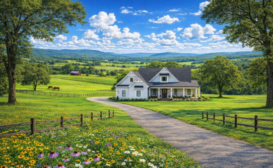 Carolina Farmhouse elevation — 4 bed, 3.5 bath, 2,589 Sq. Ft. by Max Fulbright Designs