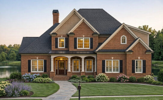 Lake Burton Lodge elevation — 4 bed, 3 1/2 bath, 3,308 sq. ft. by Max Fulbright Designs