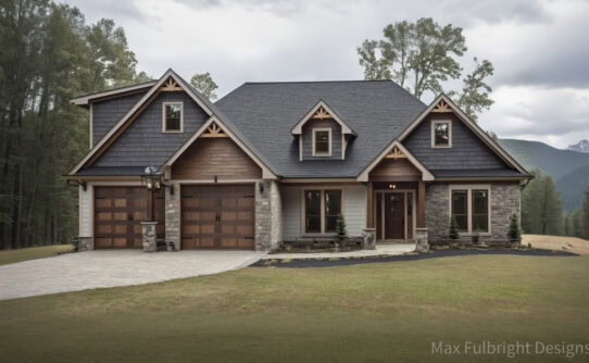 open living 2 car garage open living house plan with stone on front-2