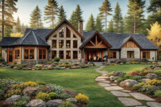 ranch style house plan with open layout and attached garage