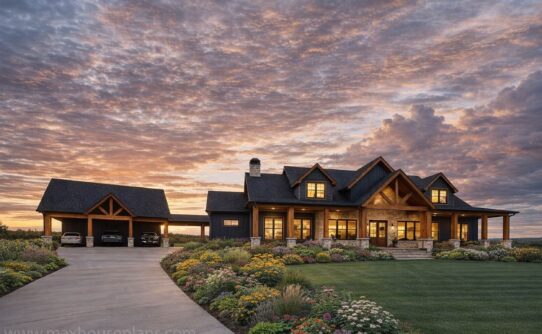 Sunset Ridge elevation — 4 bed, 3.5 bath, 3196 Sq Ft by Max Fulbright Designs