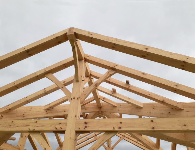 exposed roof rafters under construction